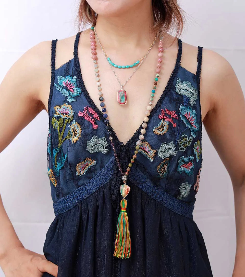 Mala Tibétain 108 Perles du Tibet Multi Pierres