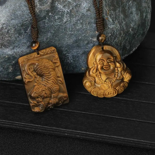 Pendentif Bouddha Oeil de Tigre Sculpté