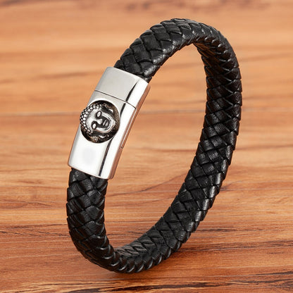 Bracelet Cuir Tête de bouddha Thaïlandais