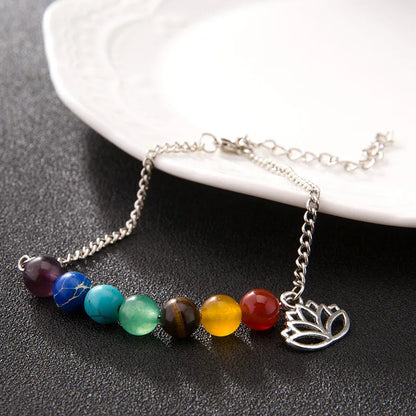 Bracelet 7 Chakras Lotus en Argent