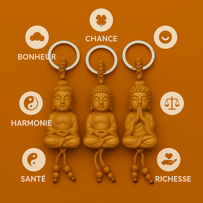 Porte-clés petit Bouddha en bois
