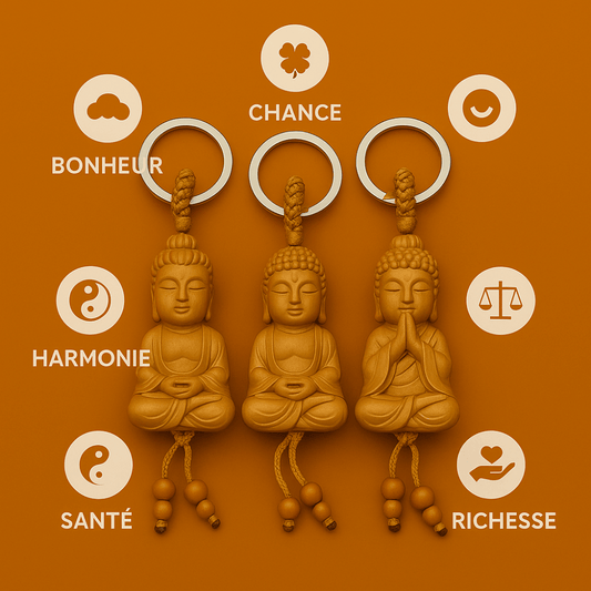 Porte-clés petit Bouddha en bois