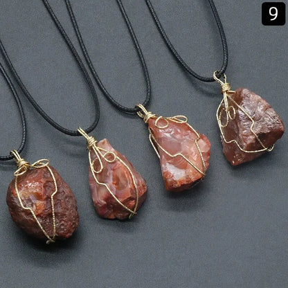 Collier agate rouge pendentif circulaire pierre naturelle bouddhiste