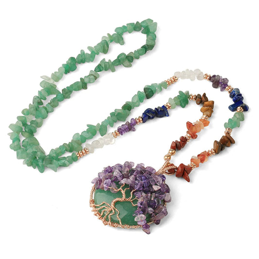 Collier en Pierres Multicolores Arbre de Vie