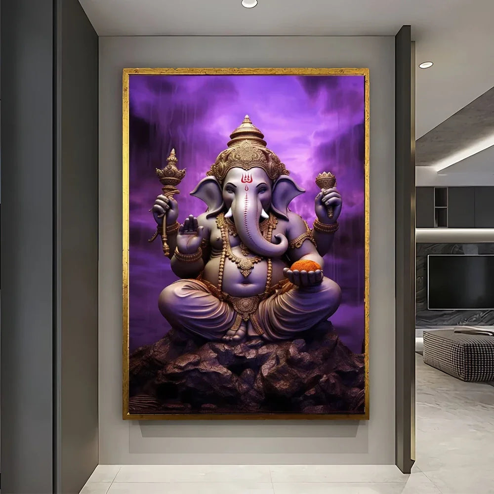 Tableau Ganesh 3 version épurée sur toile polyester haute densité