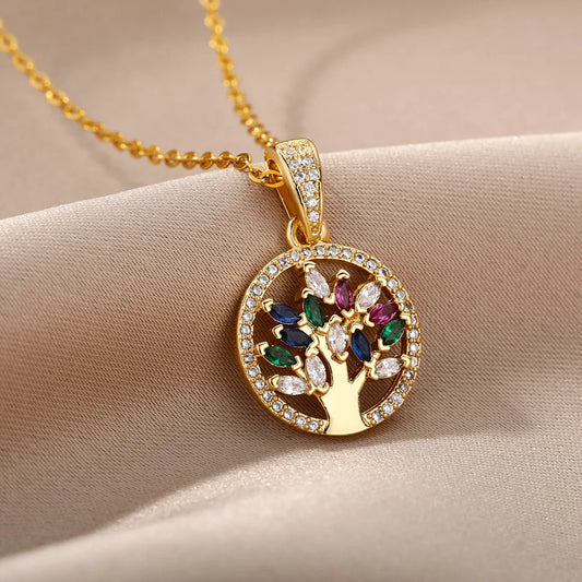 Pendentif Arbre de Vie Femme en Acier Inoxydable