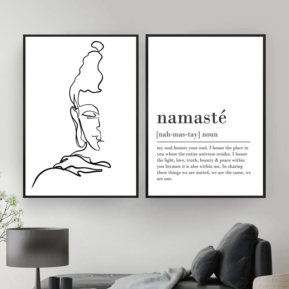 Poster Bouddha Namaste papier mat tons beige et ocre chaud