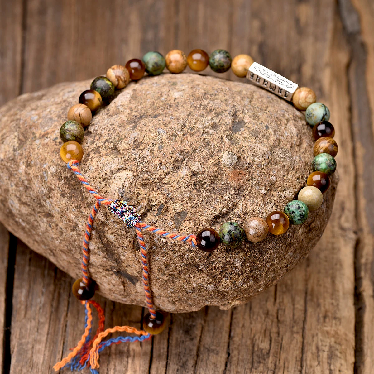 Bracelet Tibétain Pierres Naturelles Om