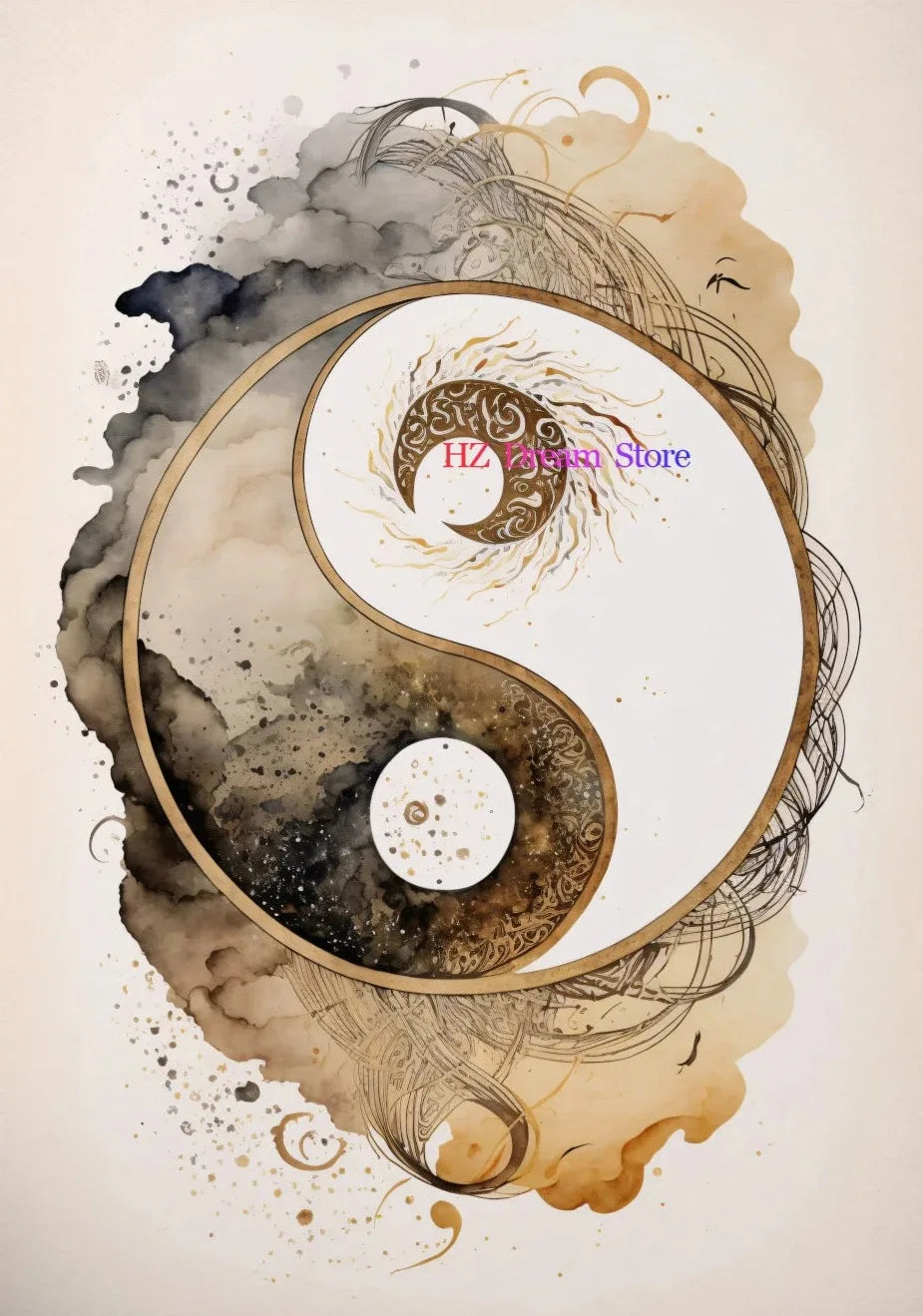 Tableau Yin Yang décoration zen format vertical cinq tailles disponibles