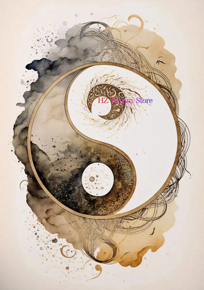 Tableau Yin Yang décoration zen format vertical cinq tailles disponibles