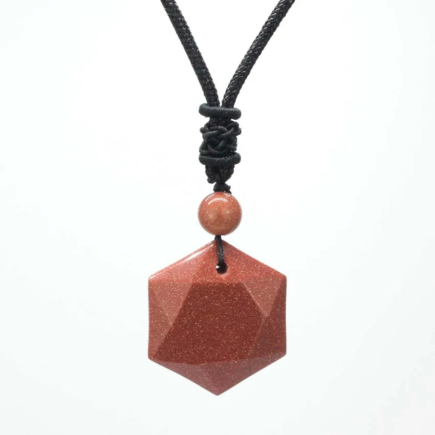 Collier turquoise reconstituée hexagonale pendentif zen 29mm