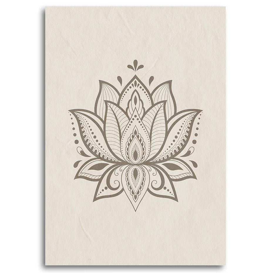 Tableau lotus beige panneau gauche décoration murale bouddhiste