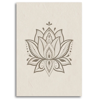 Tableau lotus beige panneau gauche décoration murale bouddhiste