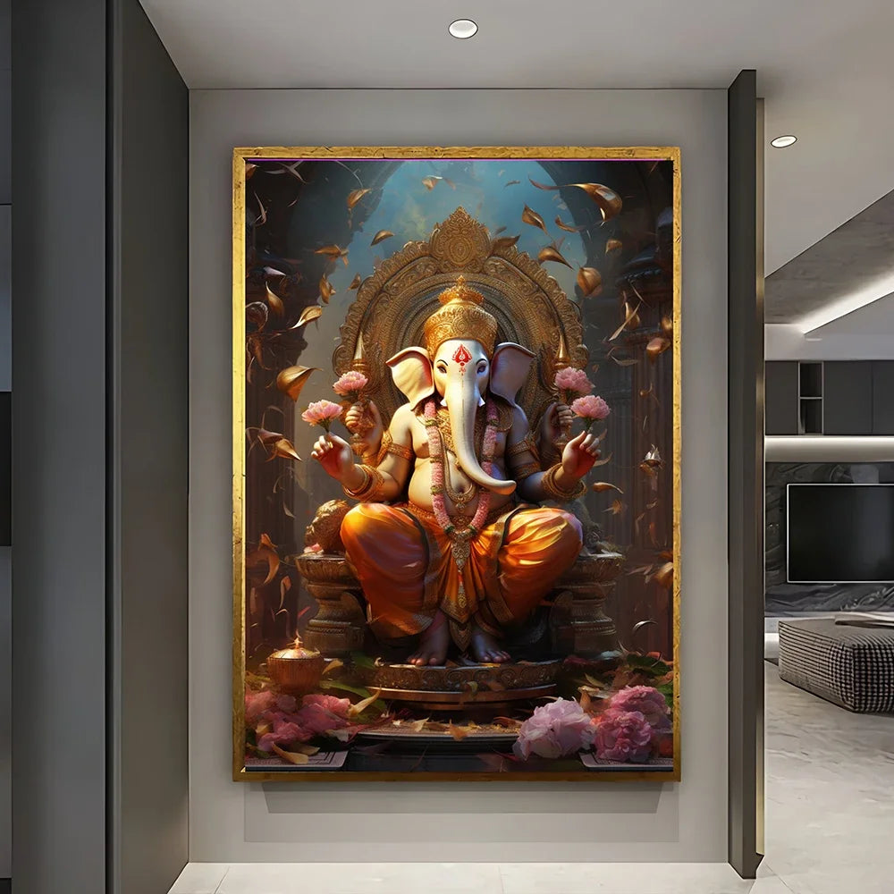 Tableau Ganesh décoration murale salon, iconographie hindoue fidèle