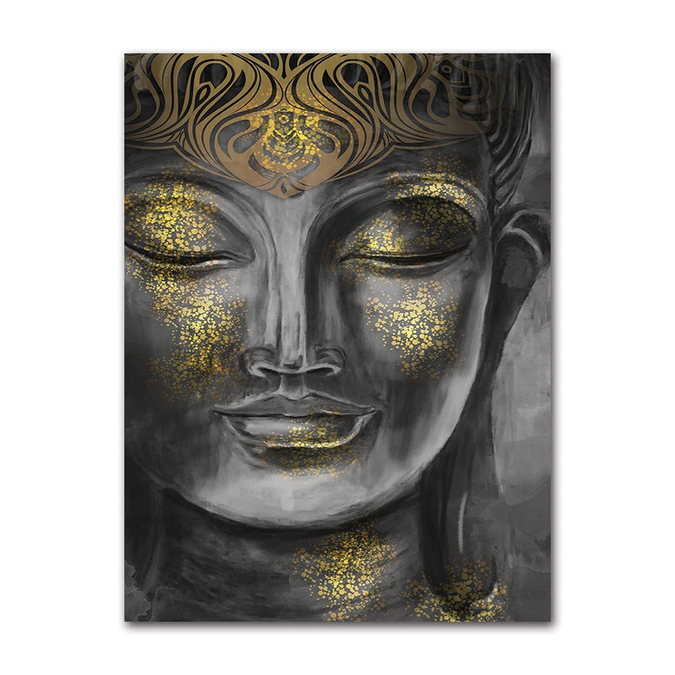 Affiche Bouddha souriant toile encres anti-UV détail texture