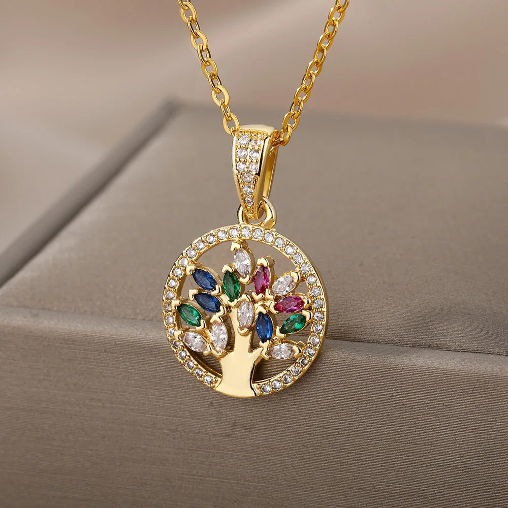 Pendentif Arbre de Vie Femme en Acier Inoxydable