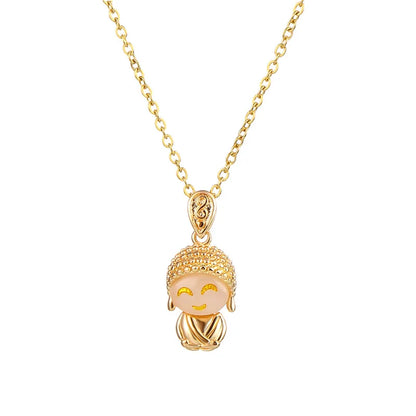 Pendentif Bouddha femme vue profil alliage zinc doré patiné