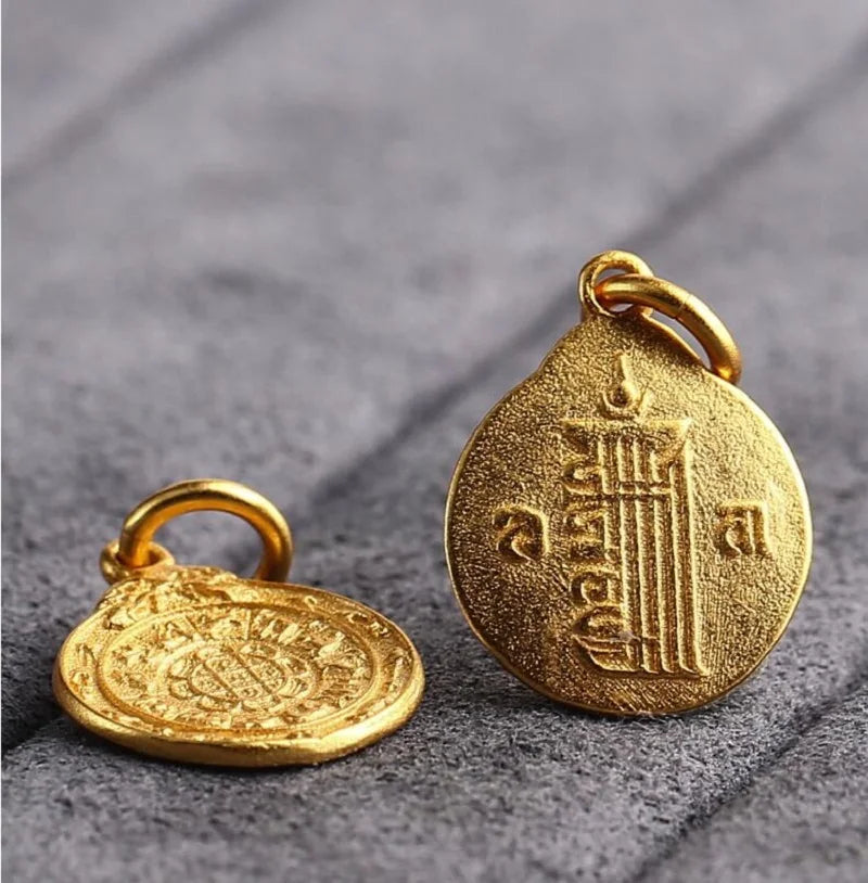 Amulette Tibétain Kalachakra Plaqué Or