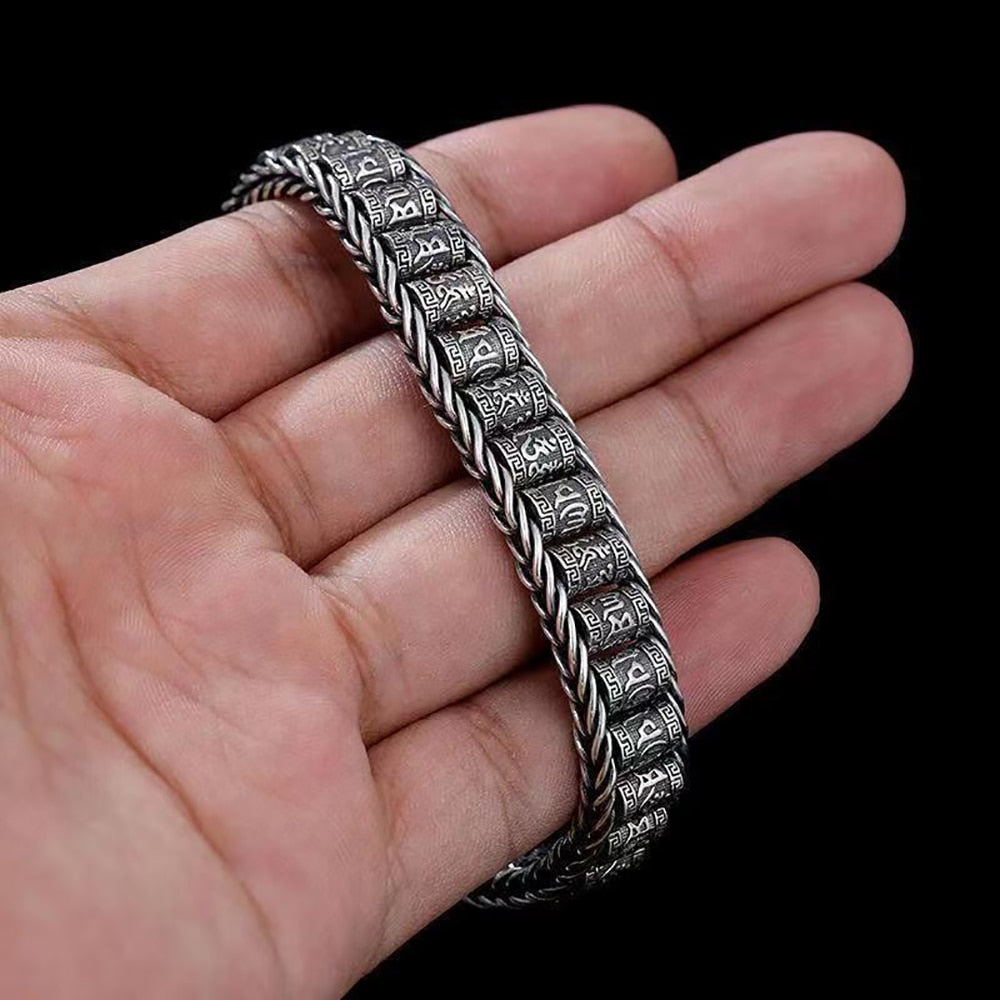 Bracelet Argent Mantra Bouddhiste