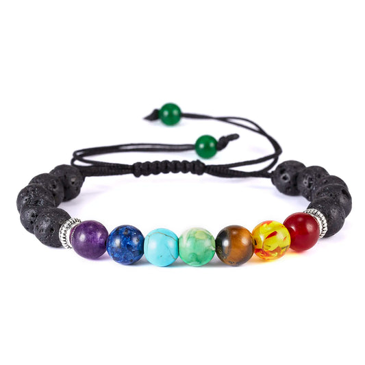 Bracelet 7 Chakras Avec Pierre de Lave
