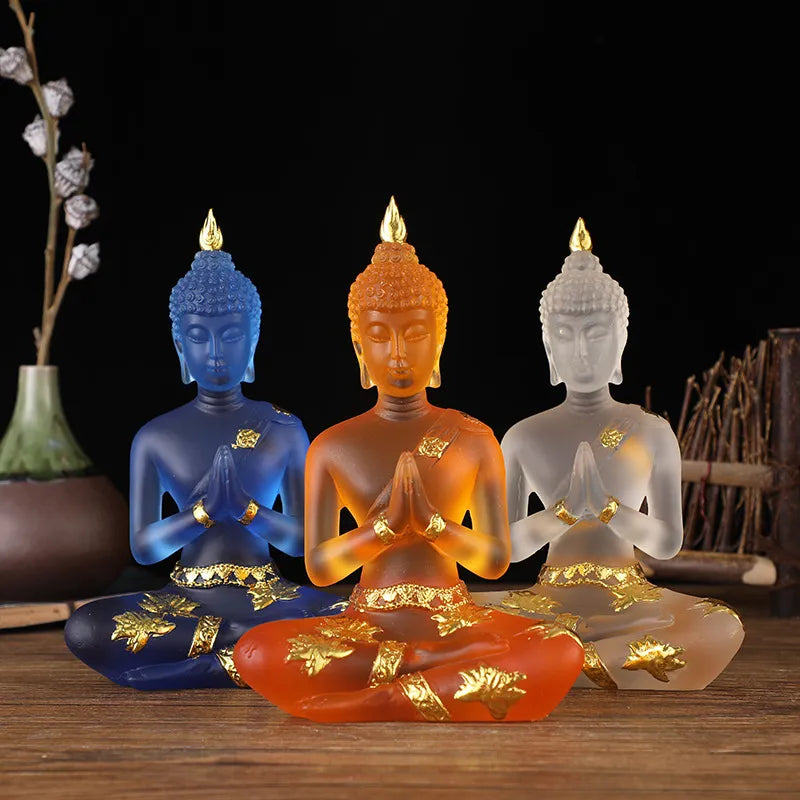 Statue de Bouddha en résine colorée