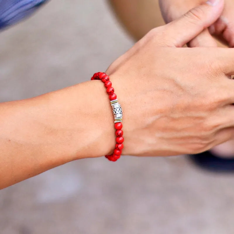 Bracelet tibétain jaspe rouge cinq variantes de pierre disponibles