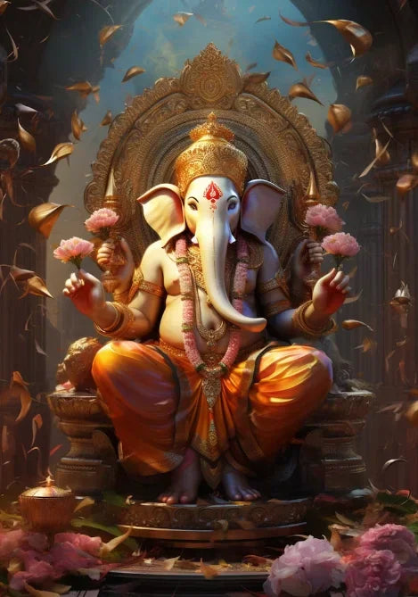 Tableau Ganesh sans cadre, toile canvas prête à encadrer