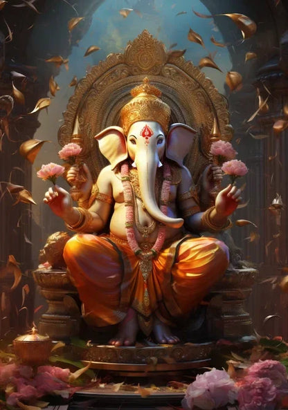 Tableau Ganesh sans cadre, toile canvas prête à encadrer