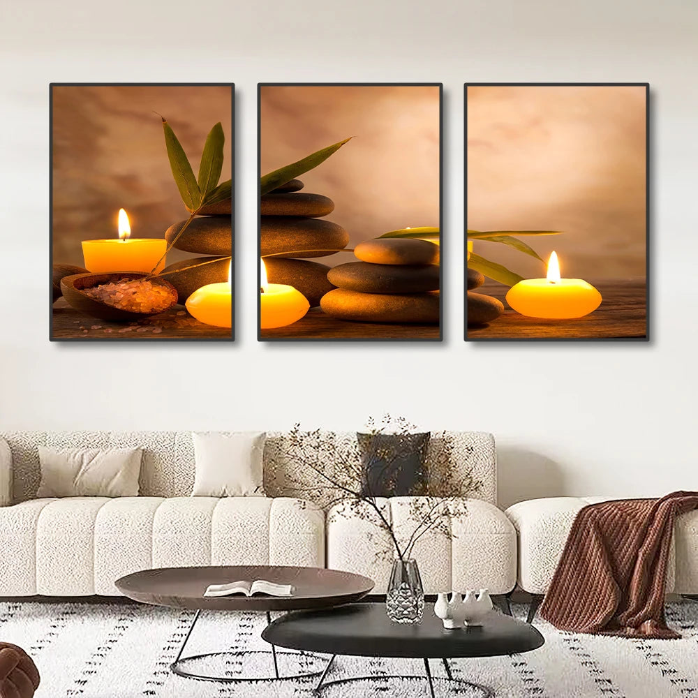 Tableau 3 Parties Zen Et Galet