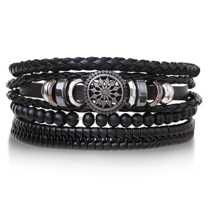 Bracelet en cuir Dharmachakra