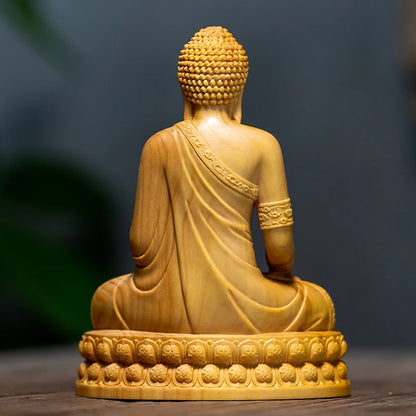 Statue Bouddha en Bois de Cyprès sculpté à la main