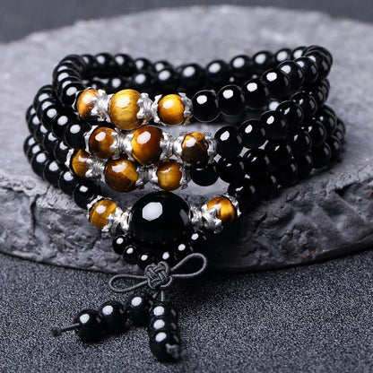 Mala Oeil de Tigre Et Obsidienne Noire