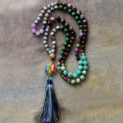Mala Tibétain 108 Perles du Tibet Multi Pierres