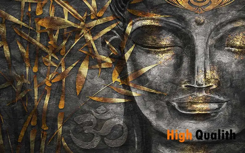 Impression Bouddha souriant sur toile coin méditation ambiance zen
