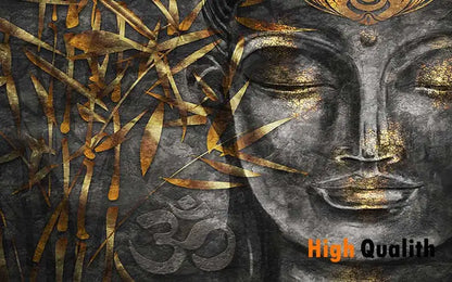 Impression Bouddha souriant sur toile coin méditation ambiance zen