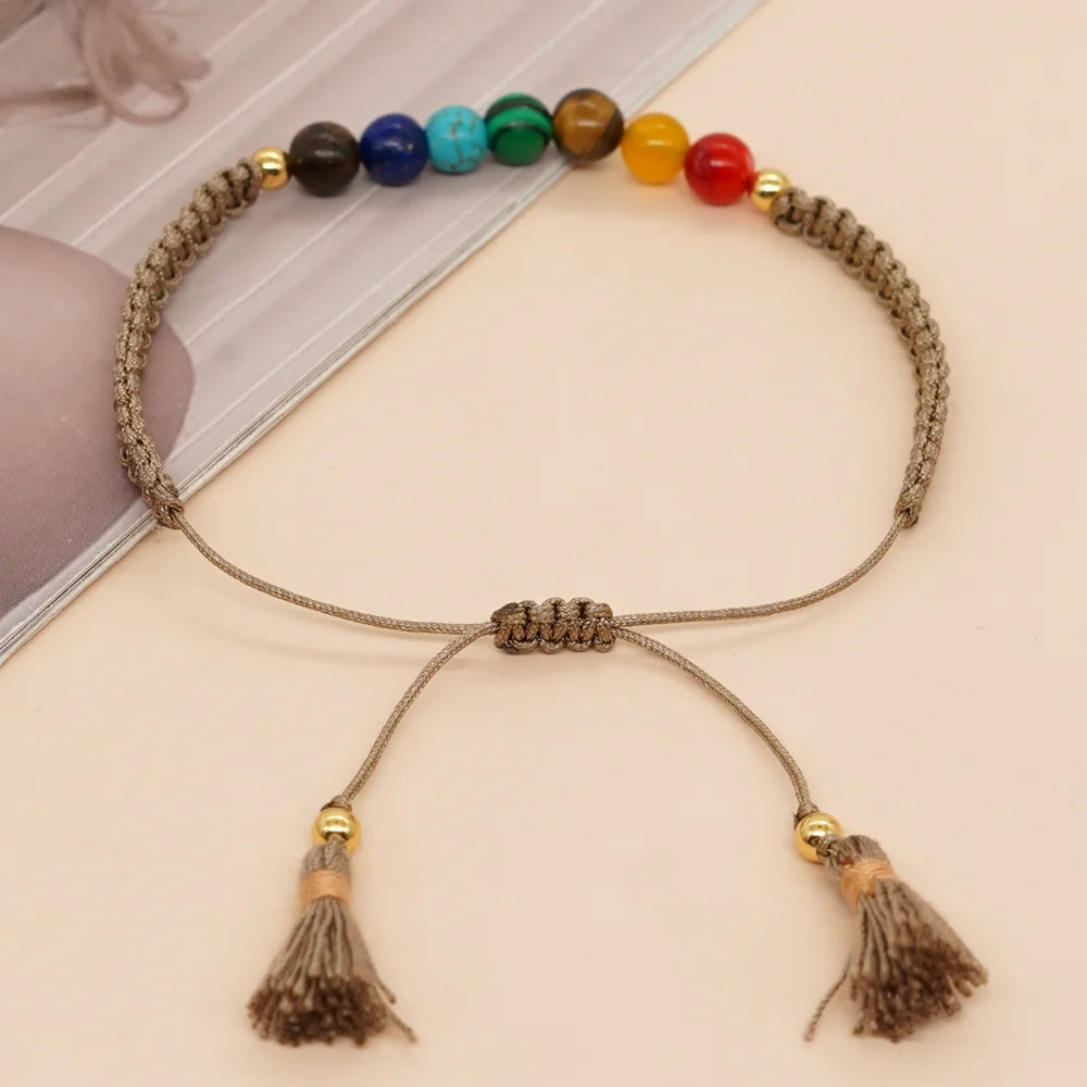 Bracelet Avec 7 Chakras Tressés