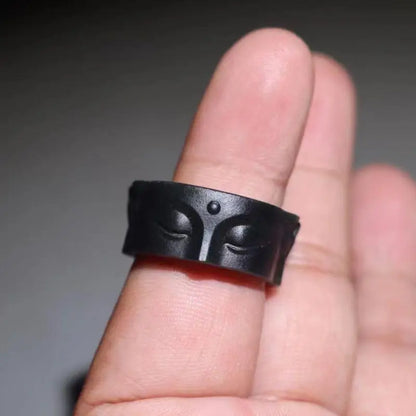 Bague yeux de bouddha ajustable, vue de profil anneau ouvert