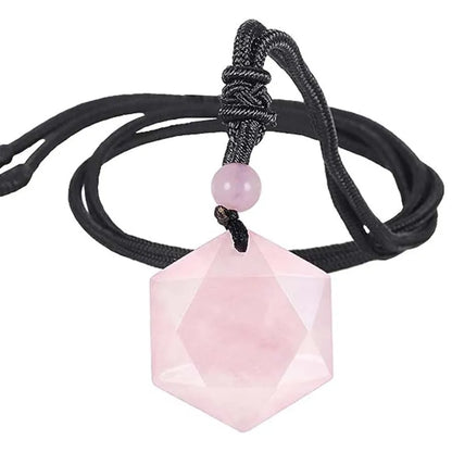 Pendentif hexagonal agate noire dimensions 29x29x5 mm vue de profil
