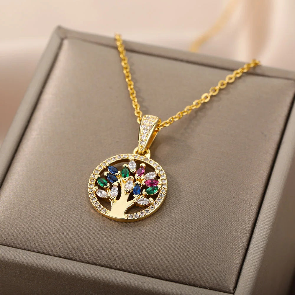 Pendentif Arbre de Vie Femme en Acier Inoxydable