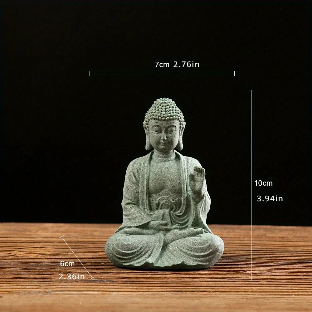 Statuette de Bouddha en Grès Vert