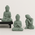 Statuette de Bouddha en Grès Vert