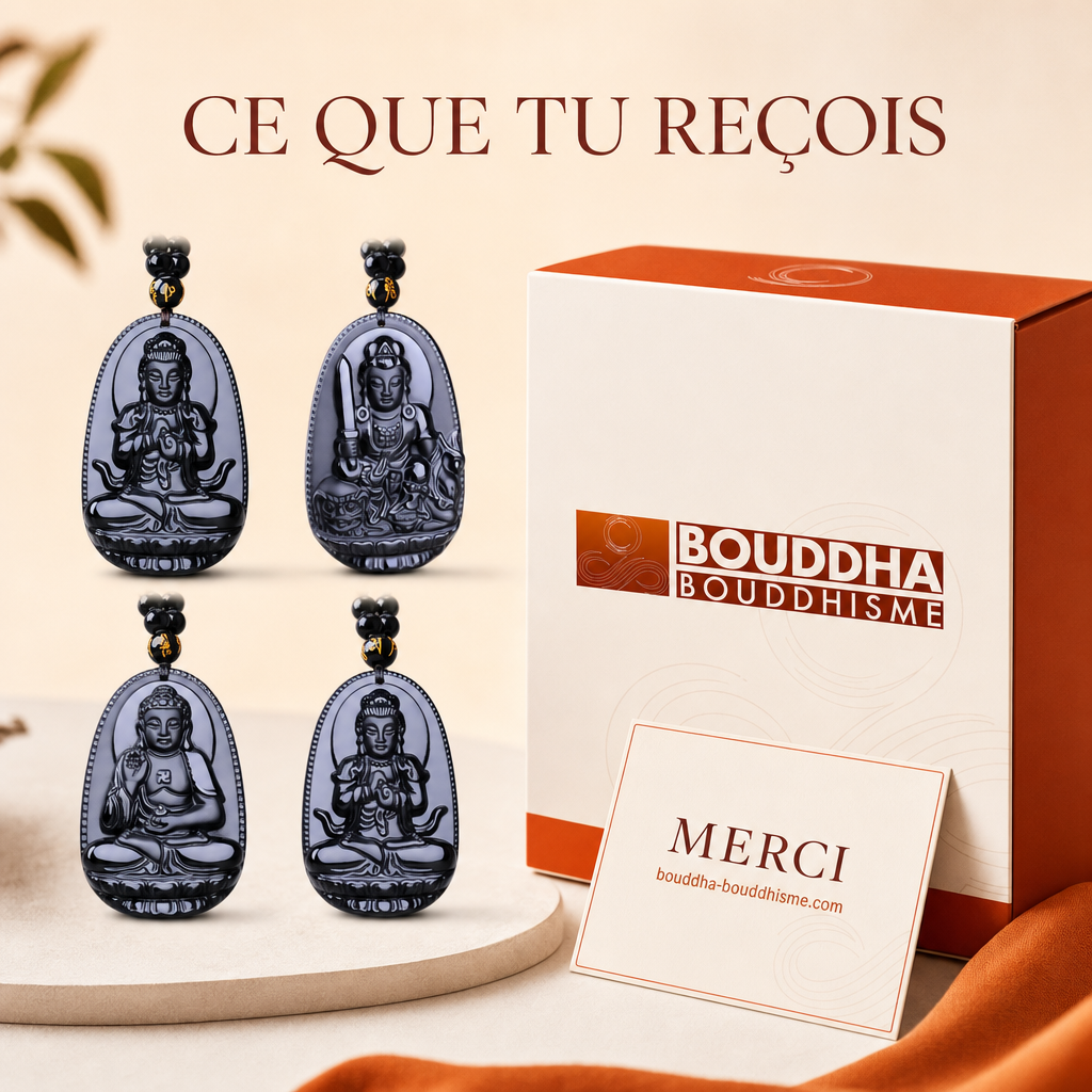 Bouddha Pendentif Obsidienne : packaging concept (non contractuel)