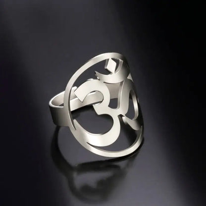 Bague Yoga Om - Ajustable / Argent