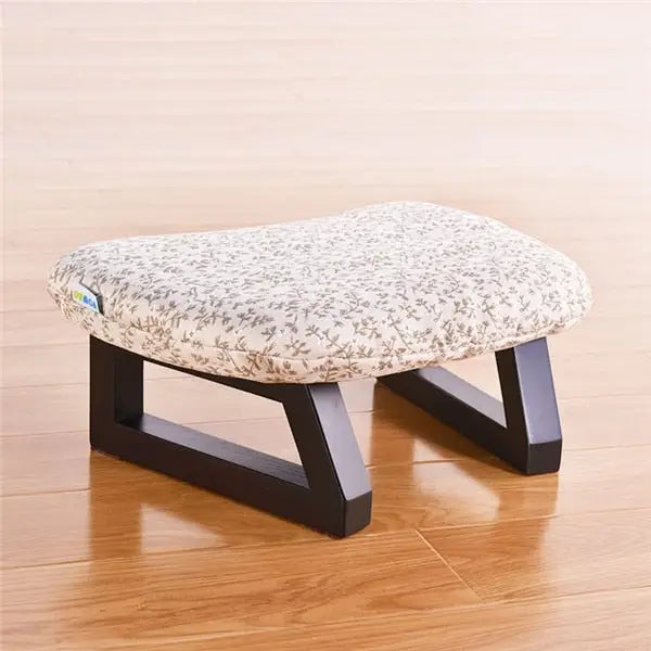 Banc de méditation et coussin - Fleur beige