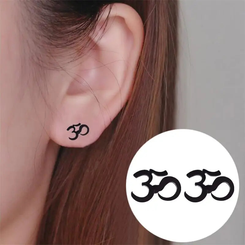 Boucle d’Oreille Om - Noir