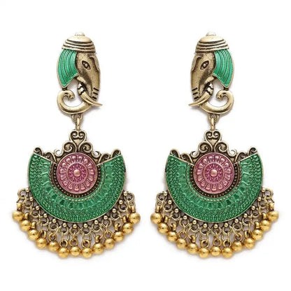 Boucles d’oreilles éléphant d’asie - Verte