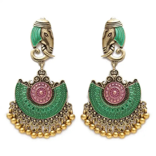 Boucles d’oreilles éléphant d’asie - Verte