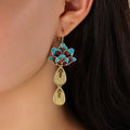 Boucles d'oreilles fleur de lotus Bleu