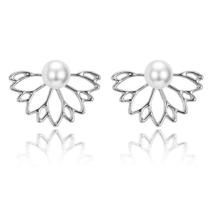 Boucles d’oreilles fleur de lotus Perle - Argent