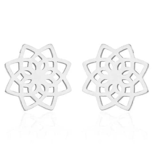 Boucles d’oreilles Fleur de vie simple - Argent
